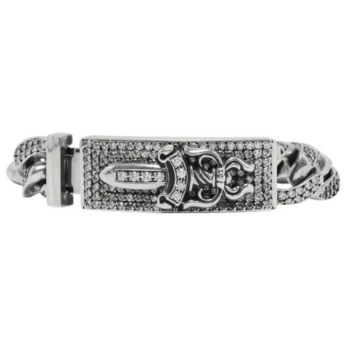 Chrome Hearts Diamond Studded Dagger Bracelet Silver Chrome Hearts Diamond Studded Dagger Bracelet Silver