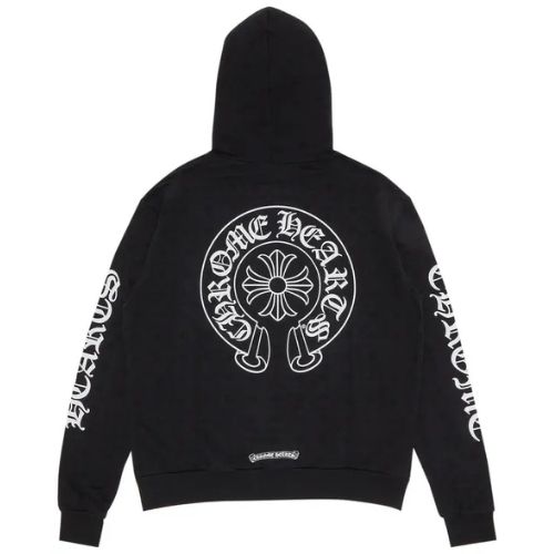 Chrome Hearts Plus Cross Allover Print Horseshoe Logo Hoodie Black