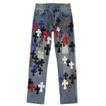Chrome Hearts Firmranch Leather Leopard Cross Pants