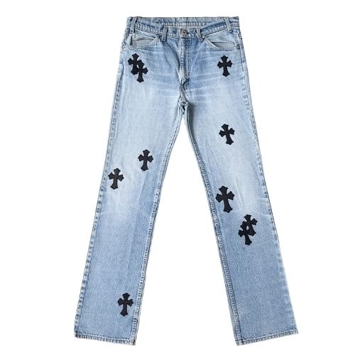 Chrome Hearts Levi's 517 Black Cross Patch Light Blue Jeans Chrome Hearts Levi's 517 Black Cross Patch Light Blue Jeans