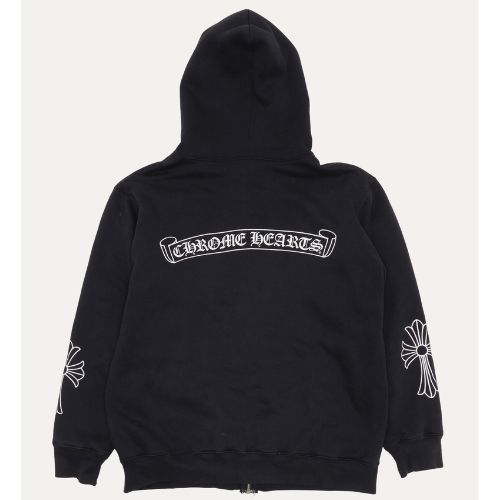 Chrome Hearts Vintage Scroll Logo Thermal Lined Zip Up Hoodie