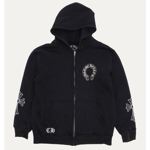 Chrome Hearts Vintage Scroll Logo Thermal Lined Zip Up Hoodie