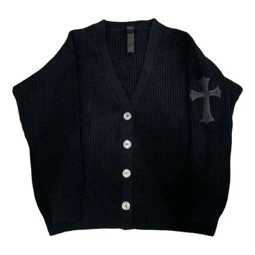 Chrome Hearts Cross Patch Waffle Knit Cardigan Chrome Hearts Cross Patch Waffle Knit Cardigan