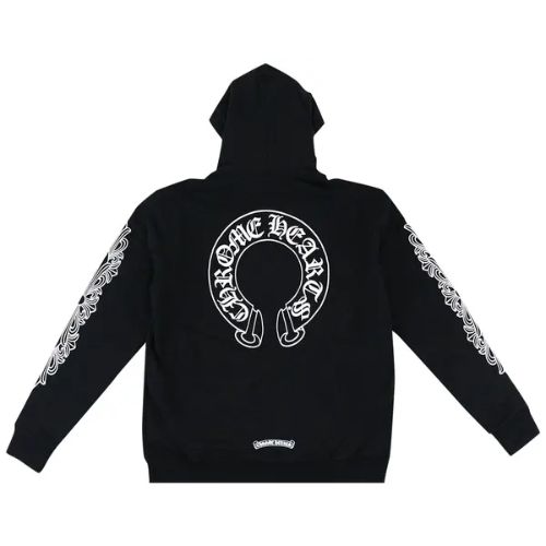 Chrome Hearts Horseshoe Floral Cross-Sleeve Zip Up Hoodie